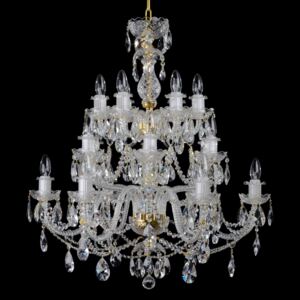 18-arm crystal chandelier with cut crystal almonds