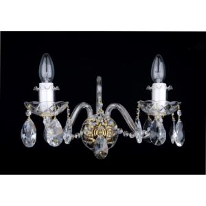 2-arm crystal wall light with cut almonds