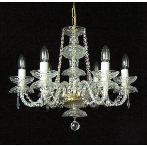 6-arm simple crystal chandelier with cut crystal drops