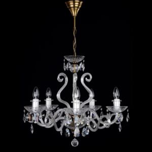 5-arm crystal chandelier with glass horns & cut crystal almonds ANTIK