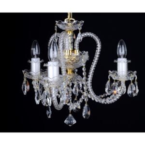 3-arm crystal chandelier with long twisted glass arms