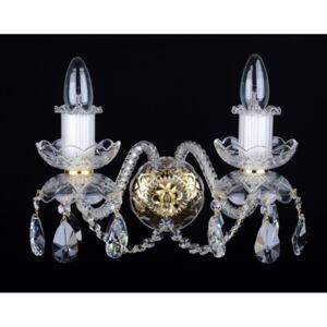 2-arm crystal wall light with cut almonds