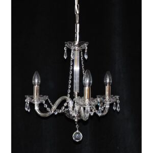 3-arm plain crystal chandelier with cut crystal drops