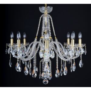 8-arm crystal chandelier with smooth glass arms & Cut almonds