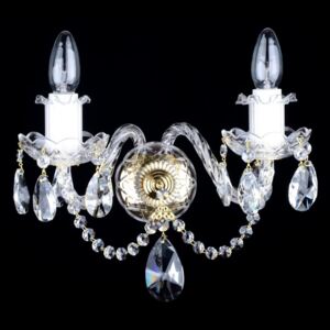 2-arm crystal wall light with cut almonds and twisted arms