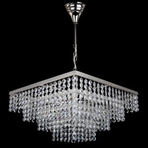 6-bulb silver square strass crystal chandelier - Glittering cut octagons