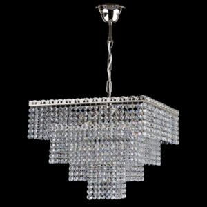 4-bulb silver square strass crystal chandelier with gittering cut octagons