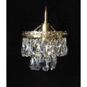1-arm crystal wall light with metal arm & cut crystal almonds
