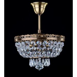 2-bulb brown stained basket crystal chandelier with cut drops