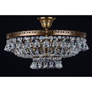 6-bulb brown stained basket crystal chandelier with diamond-shaped crystals