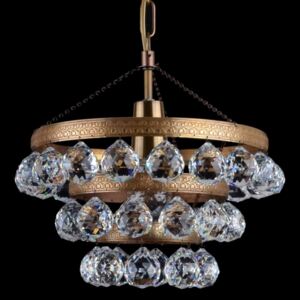 Small basket chandelier in color of bronze with crystal balls