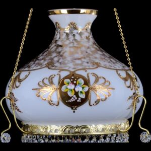 White glass chandelier decorated with Bohemian high enamel - Glass flowers