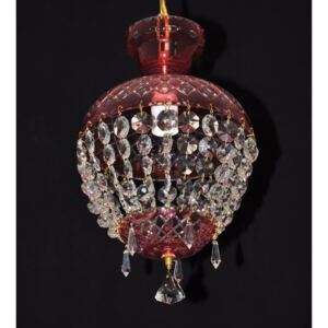 Red basket design crystal chandelier with hand cut
