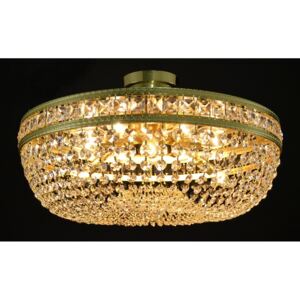 Semi-flush mount basket crystal chandelier with square stones & Crystal ball
