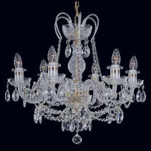 6-arm crystal chandelier with twisted glass arms & Cut almonds