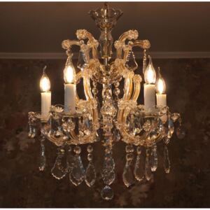 5 flames Maria Theresa crystal chandelier with Pendeloques & Decorated bobeches