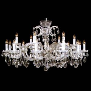 18-flame wide silver Maria Theresa crystal chandelier with crystal almonds
