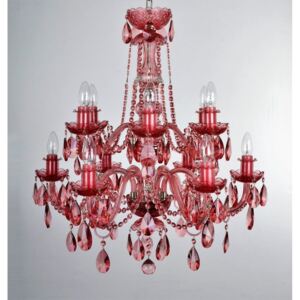 12-arm pink crystal chandelier with cut almonds "flamingo"
