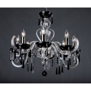 8-arm modern black crystal chandelier with cut hooves