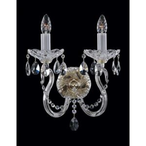 2-arm hand cut crystal wall light with almonds and profiled glass arms