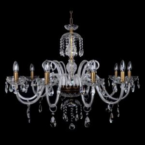 10-arm brown crystal chandelier with cut almonds - eg above the dining table