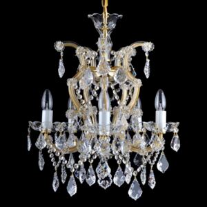 5-flame Maria Theresa chandelier with cut bobeches & trimmings in the French style