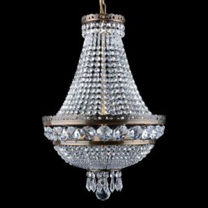 3-bulb strass basket crystal chandelier with large cut octagons & crystal drops ANTIK