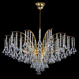9-bulb crown ceiling lamp with crystal pyramids