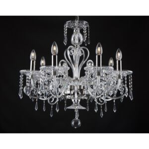 Silver 8-arm crystal chandelier in the style of Bohemian Baccarat