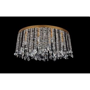 6-bulb surface-mounted oval ceiling lamp with strass stones - brown patina