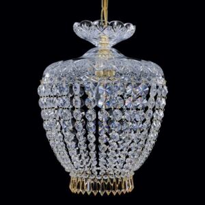 1-bulb cut crystal basket with cut drops in Topaz color