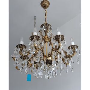 8-arm cast brass chandelier "Gold Lyre" - highlighted relief
