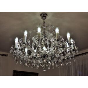 12-flame Maria Theresa silver crystal chandelier with adjustment for low ceiling