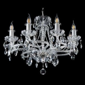 8-arm silver crystal chandelier with twisted glass arms clockwise, full-cut crystal glass