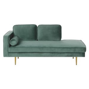 Chaise Lounge Mint Green Velvet Upholstered Left Hand Orientation Metal Legs Bolster Pillow Modern Design Beliani