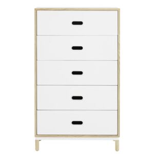 Kabino Chest of drawers - L 74 x H 127 cm / 5 drawers by Normann Copenhagen White/Natural wood