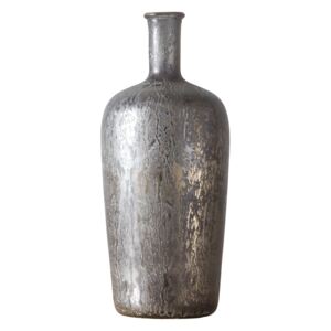 Renee Bottle Vase in Antique Silver