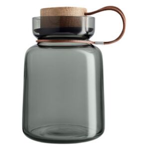 Silhouette Airtight jar - / 1L - Leather, wood & glass by Eva Solo Grey/Natural wood