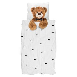 Teddy Bedlinen set for 1 person - 135 x 200 cm by Snurk White/Brown