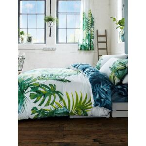 Botanical Palm Leaves King Size Duvet Cover and Pillowcase Set