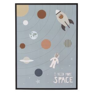 I need More Space Framed poster - / L 52 x H 72 cm - Pine frame by Bloomingville Multicoloured