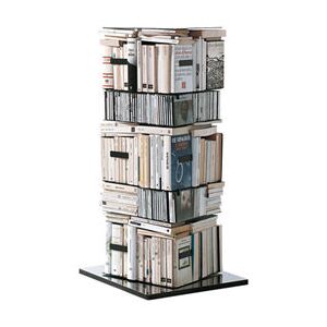 Ptolomeo Rotating bookshelf - 4 sides - Horizontal/vertical storage by Opinion Ciatti Black