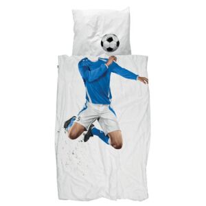 Soccer Champ Bedlinen set for 1 person - 135 x 200 cm by Snurk White/Blue
