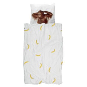 Banana Monkey Bedlinen set for 1 person - / 135 x 200 cm by Snurk White/Multicoloured