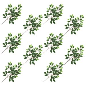 VidaXL Artificial Leaves Ficus 10 pcs Green and White 65 cm