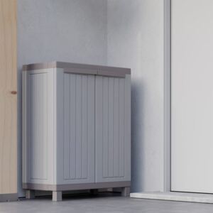 Storage Cabinet with 2 Doors 68x39x91.5 cm Light Grey and Beige