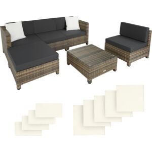 Tectake 403743 rattan garden furniture set with aluminium frame - nature