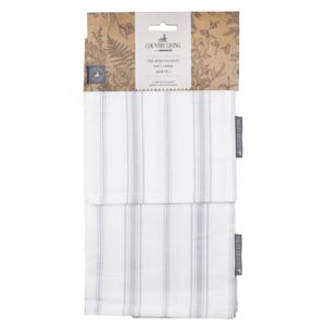 Country Living Tea Towels Woven Flat Stripe Gry - 2 Pack