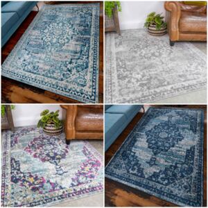 Faded Distressed Modern Oriental Pattern Rug | Choose Your Colour