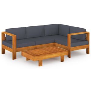 VidaXL 5 Piece Garden Lounge Set with Dark Grey Cushions Acacia Wood